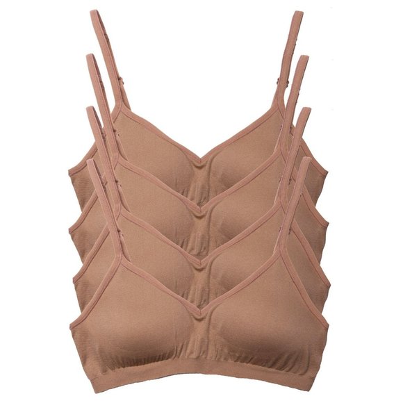 4-Pack Demi Padded Bralette Adjustable Straps A3 Dark Beige New NWB